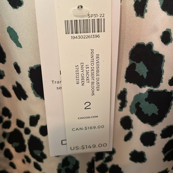 Chicos reversible duster in desert blooms and leopard - Picture 5 of 5